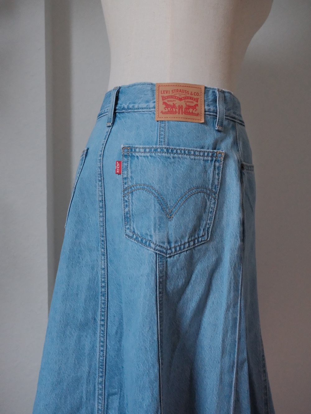 Levi's Pale Blue Denim Flared Maxi Skirt - Picture 7 of 7